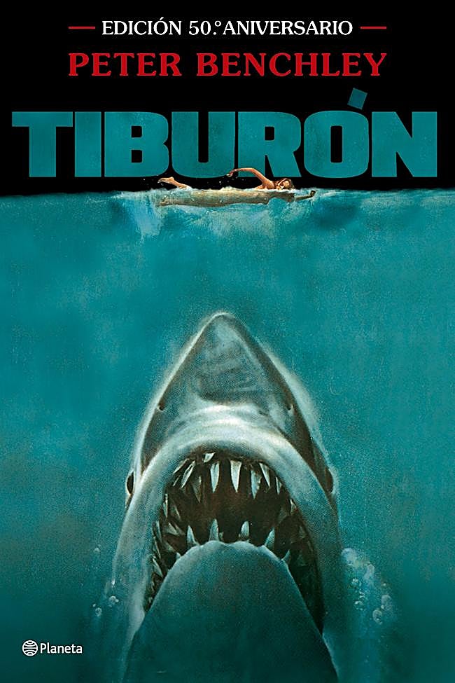 Portada de la edición conmemorativa de Tiburón, la novela de Peter Benchley.