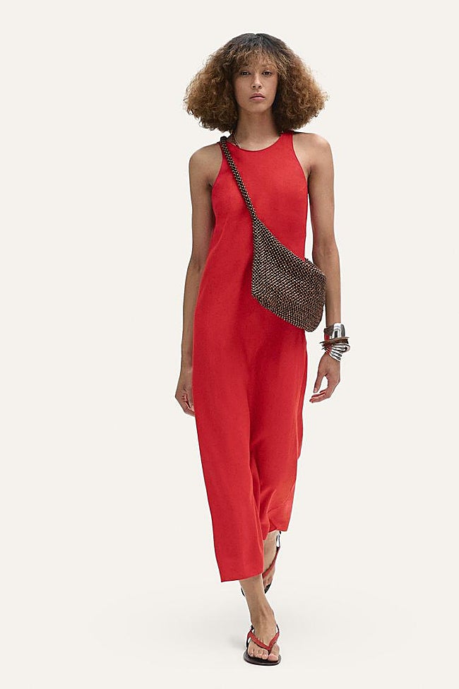 Vestido rojo sin mangas Massimo Dutti.