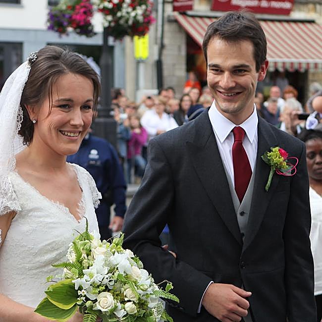 Hélène d'Udekem d'Acoz y Nicolas Janssen, el día de su boda en 2011.