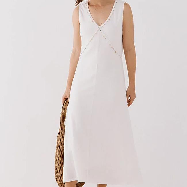Vestido con abalorios blanco
