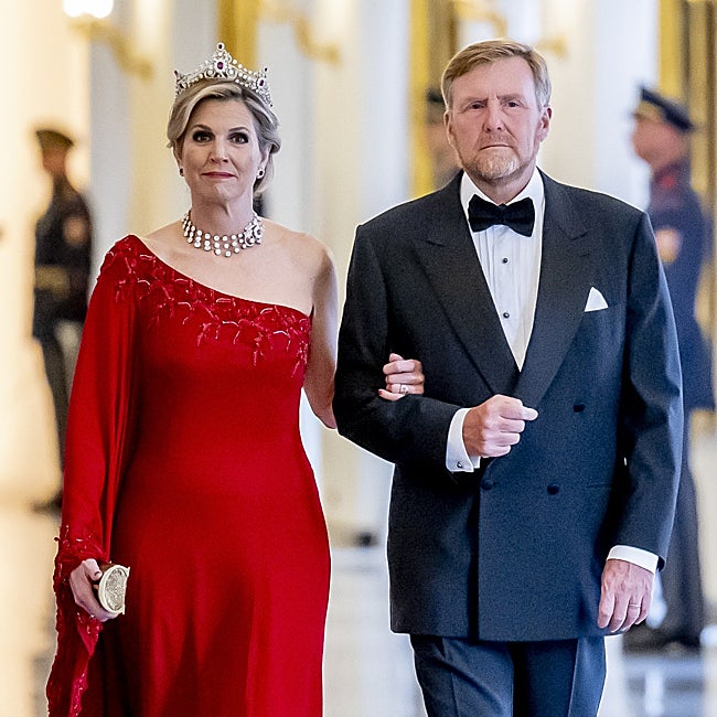 Los reyes de Holanda en la cena de gala en Praga.