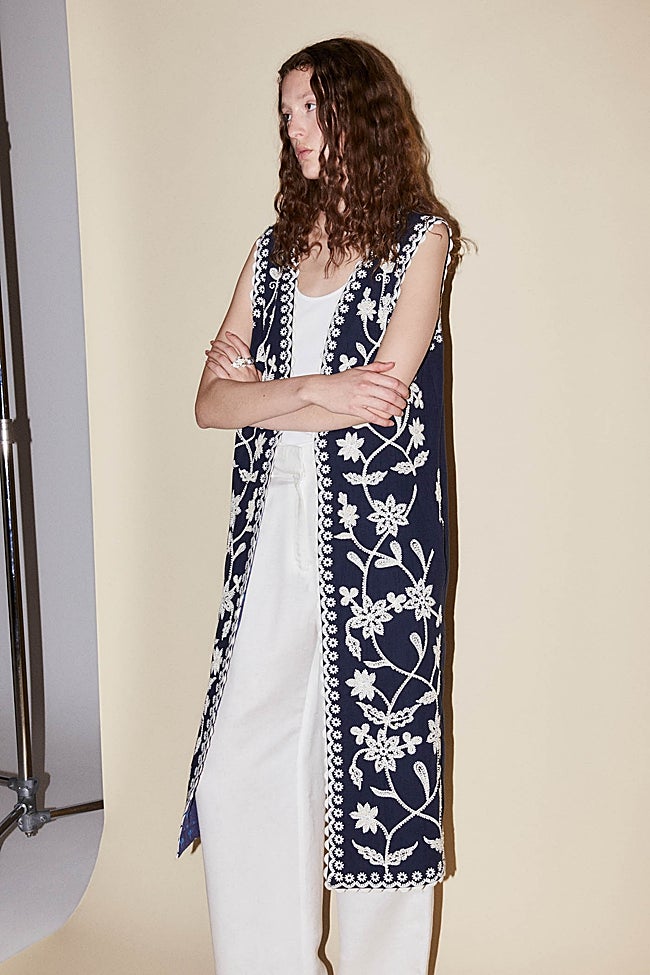 Chaleco azul algodón.