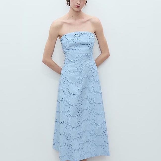 Vestido palabra de honor perforado