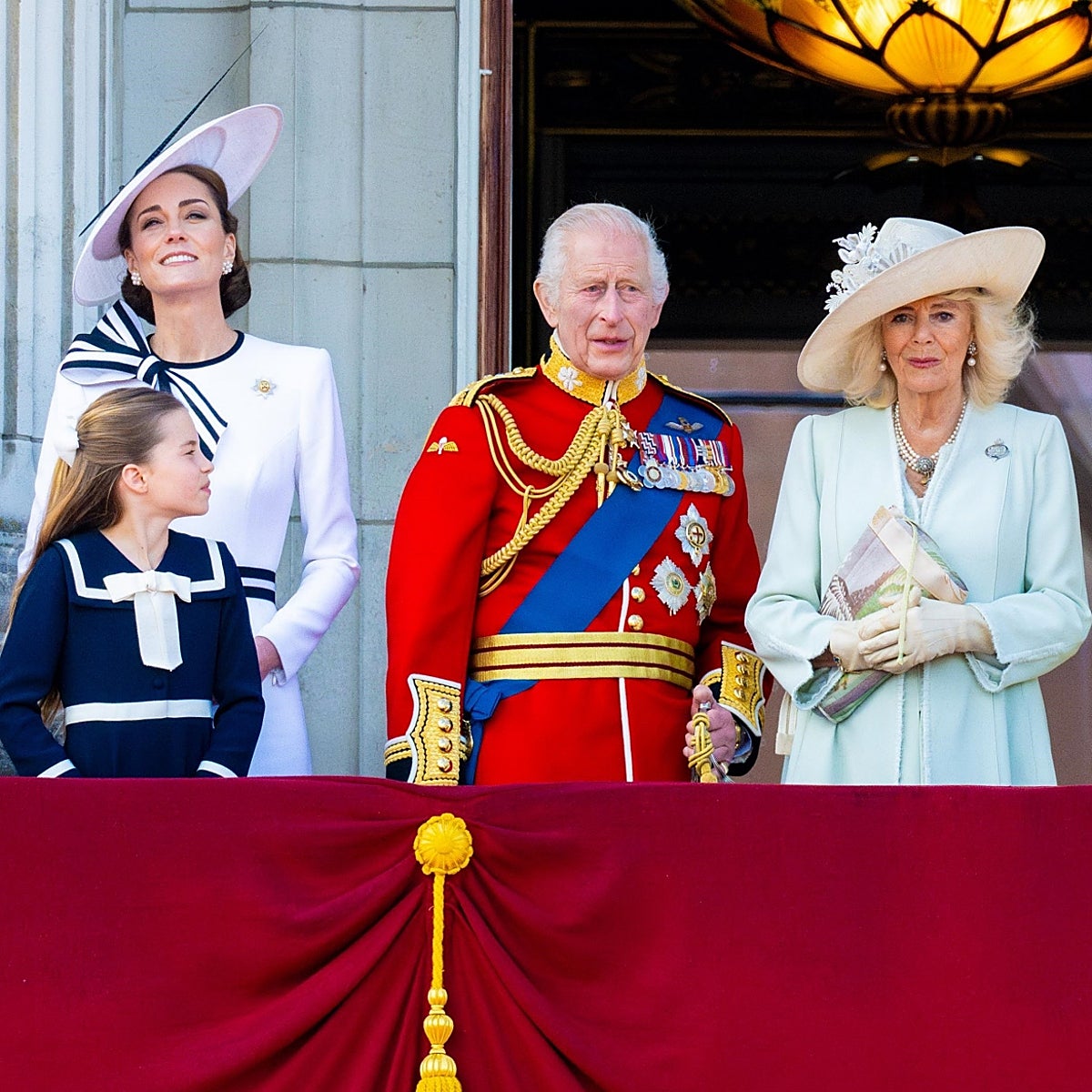 La familia real británica durante el Trooping the Colour de 2024.