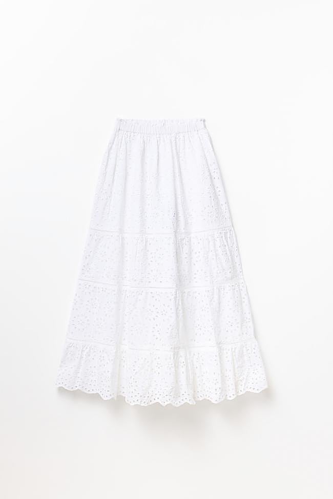 Falda larga de Sfera con bordados, 39,99 euros.