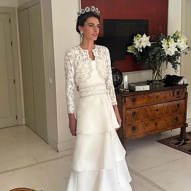 Victoria Matossian llevó para su boda un diseño de Jorge Vázquez.