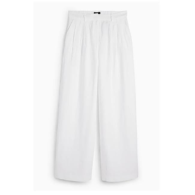 Pantalón de lino high waist wide leg (39,99€)