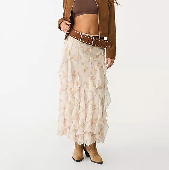 Falda boho chic con estampado de flores