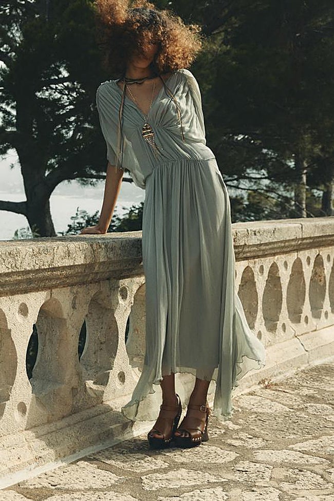 zara green dress linen ZARA NWT WOMAN SS24 LINEN BLEND MIDI DRESS OIL | 3595/709