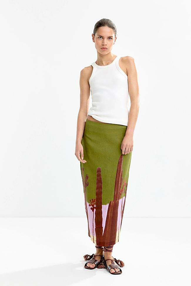 Falda de lino multicolor de Parfois.