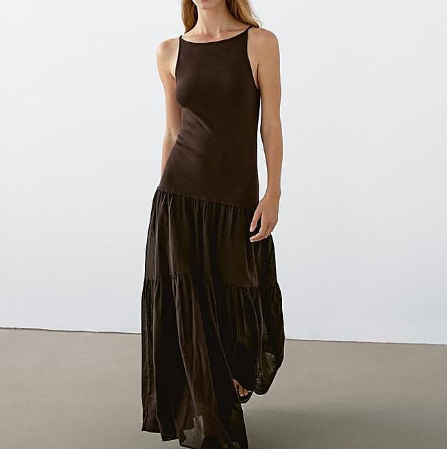 Vestido de cintura baja con paneles