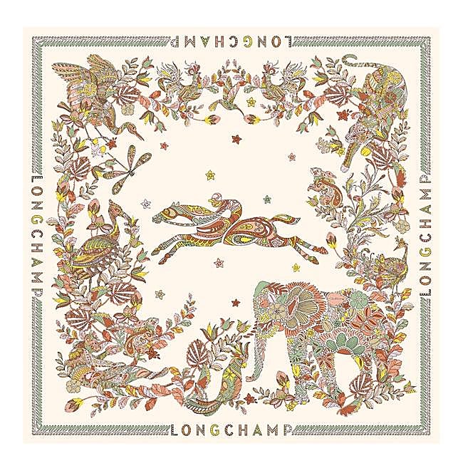 Pañuelo de seda con estampado de Longchamp.