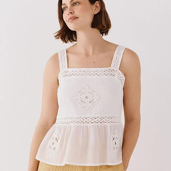 Top de tirantes bordado