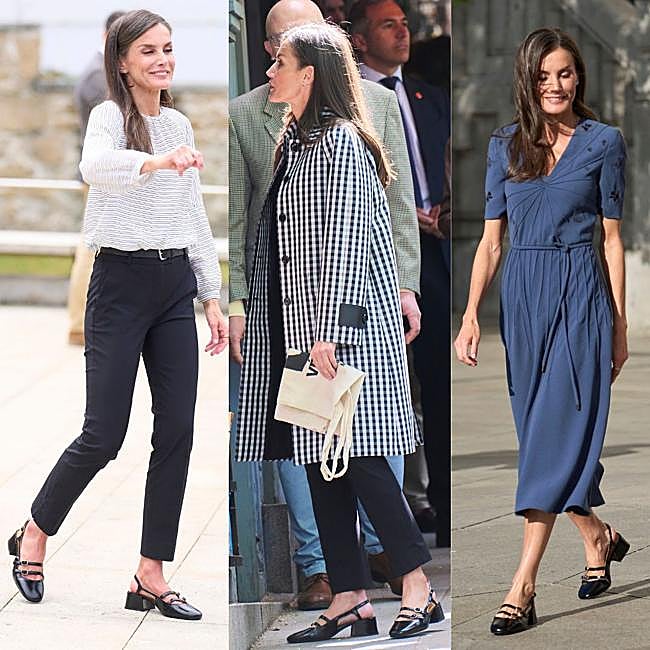 Algunas de las veces en las que la reina Letizia se ha puesto los zapatos negros destalonados.