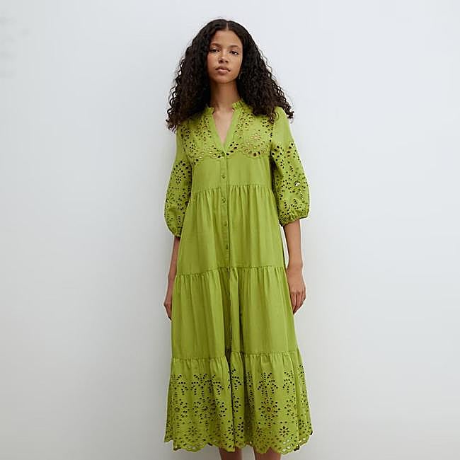 Vestido midi schiffli