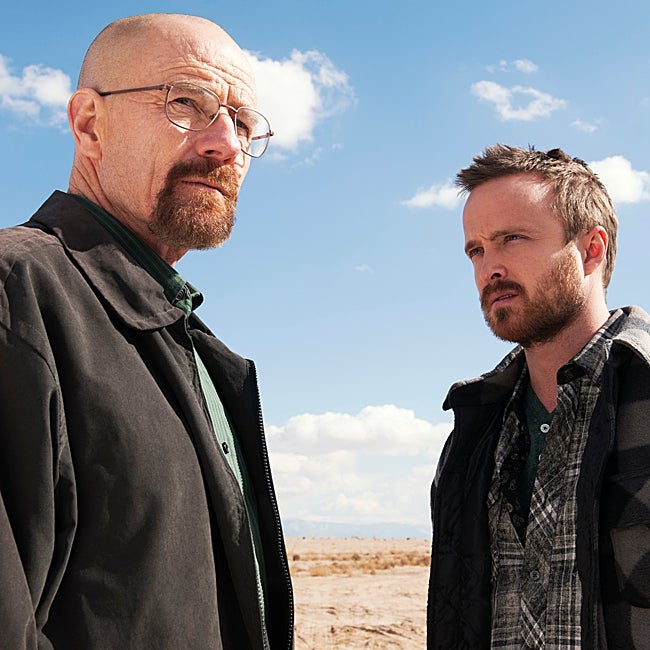 Brian Cranston y Aaron Paul en la serie que les granjeó numerosos premios.