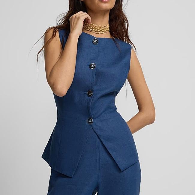 Chaleco de vestir en tejido de lino