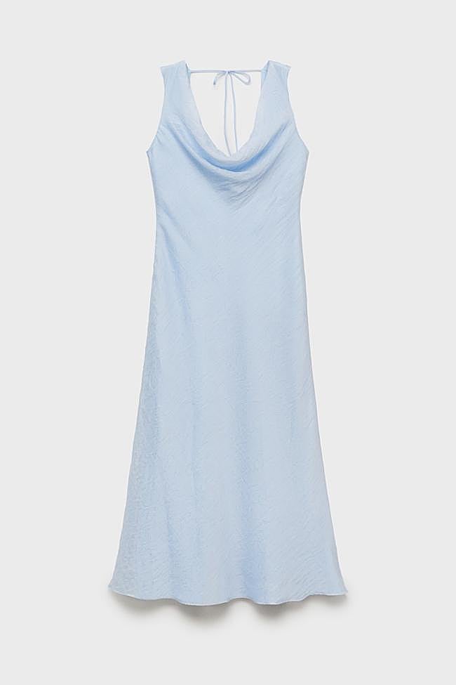 Vestido midi escote drapeado (35,99€)