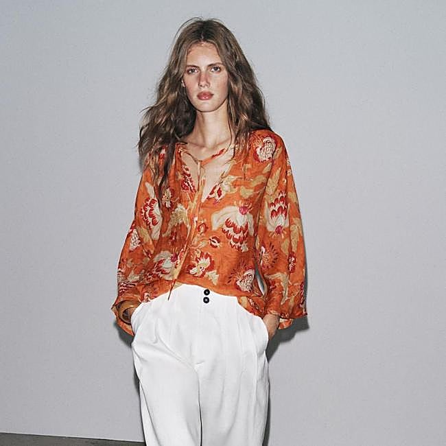 Camisa de ramio estampada relaxed fit