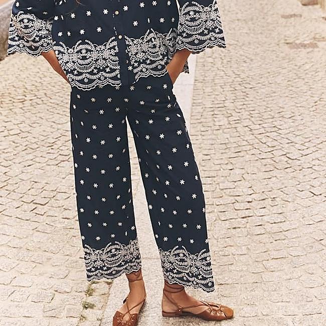 Pantalones culotte bordados