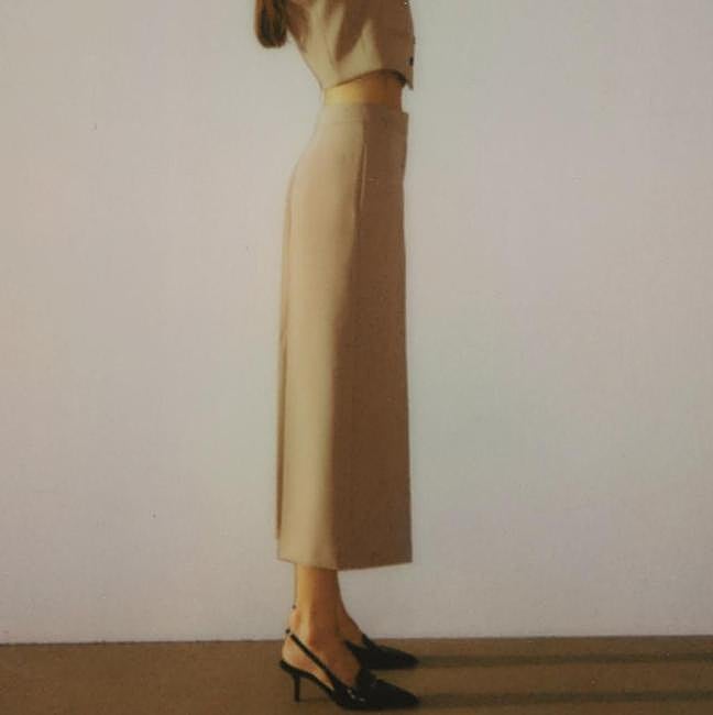 Pantalones culotte de vestir camel