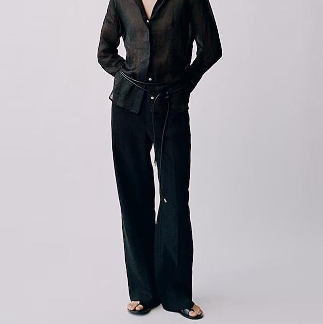 Pantalones fluidos de lino color negro