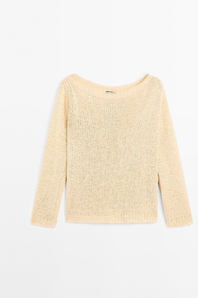 Jersey de punto fino en color crudo de Massimo Dutti.