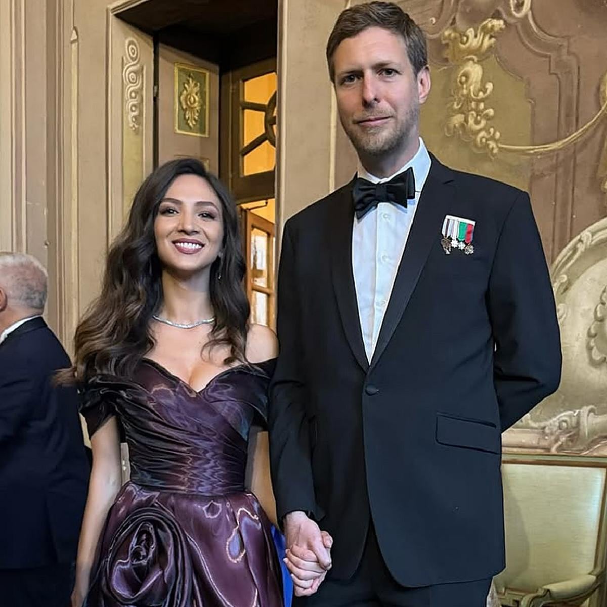 Leka de Albania junto a su novia, Blerta Celibashi.