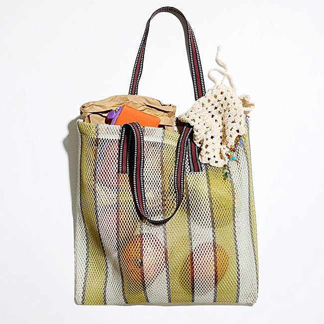 Bolso de rejilla con estampado de rayas