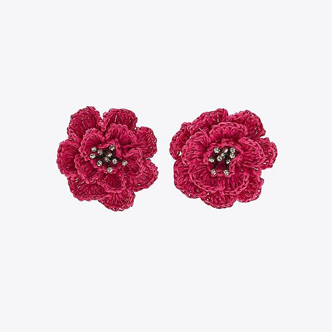 Pendientes flor rafia brillo (7,99€)