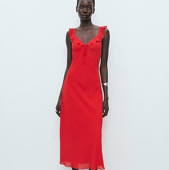 Vestido midi con volantes