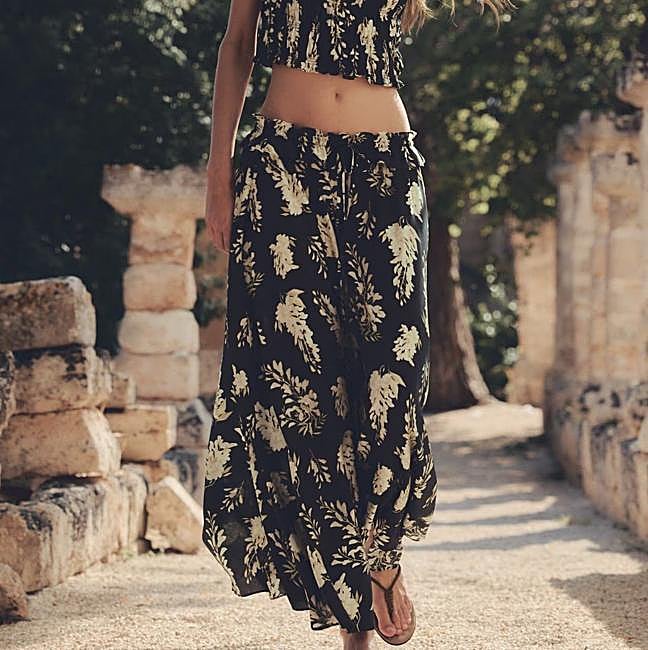 Falda fluida con floral print