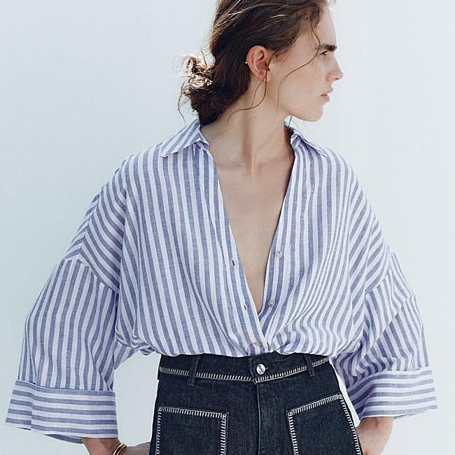 Camisa de rayas en lino oversize