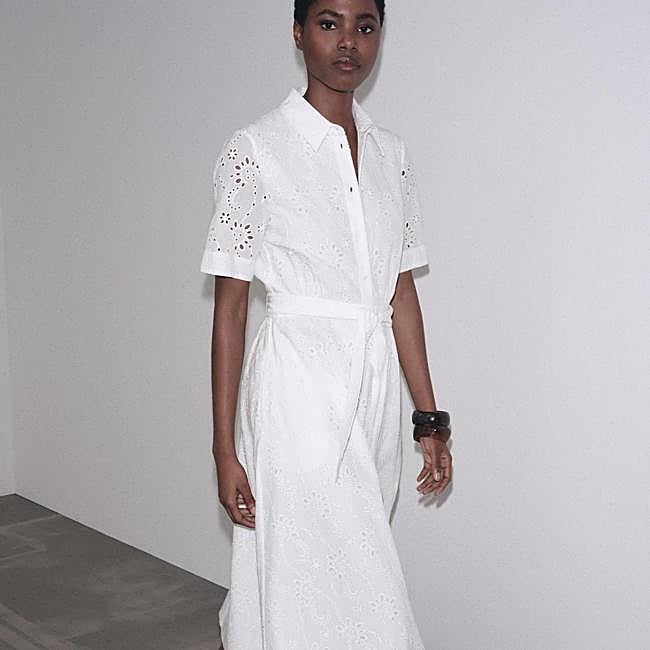 Vestido camisero bordado blanco