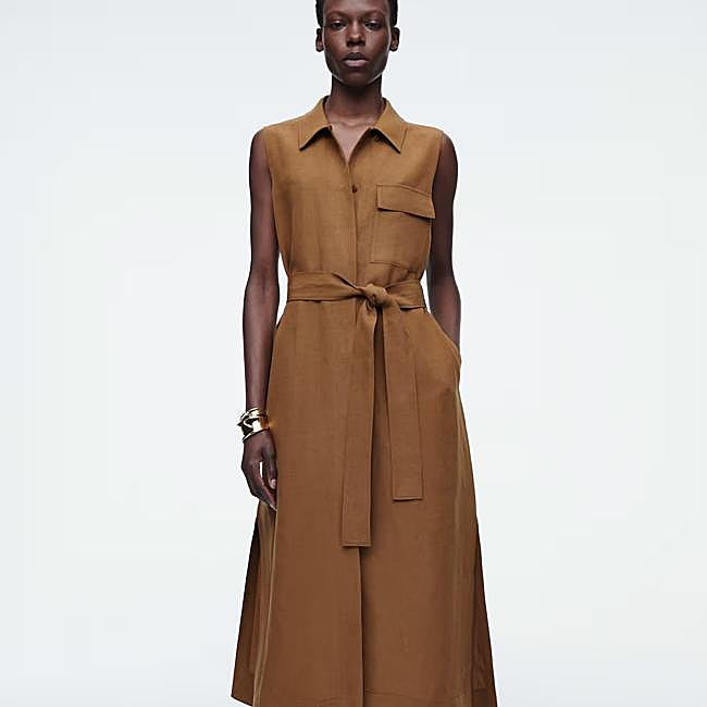 Vetsido camisero de lino sin mangas