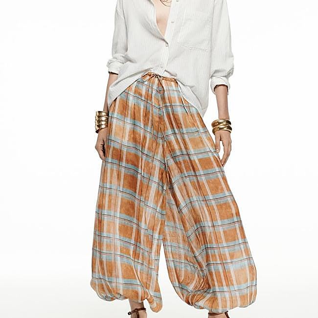Pantalones bombachos con estampado de cuadros