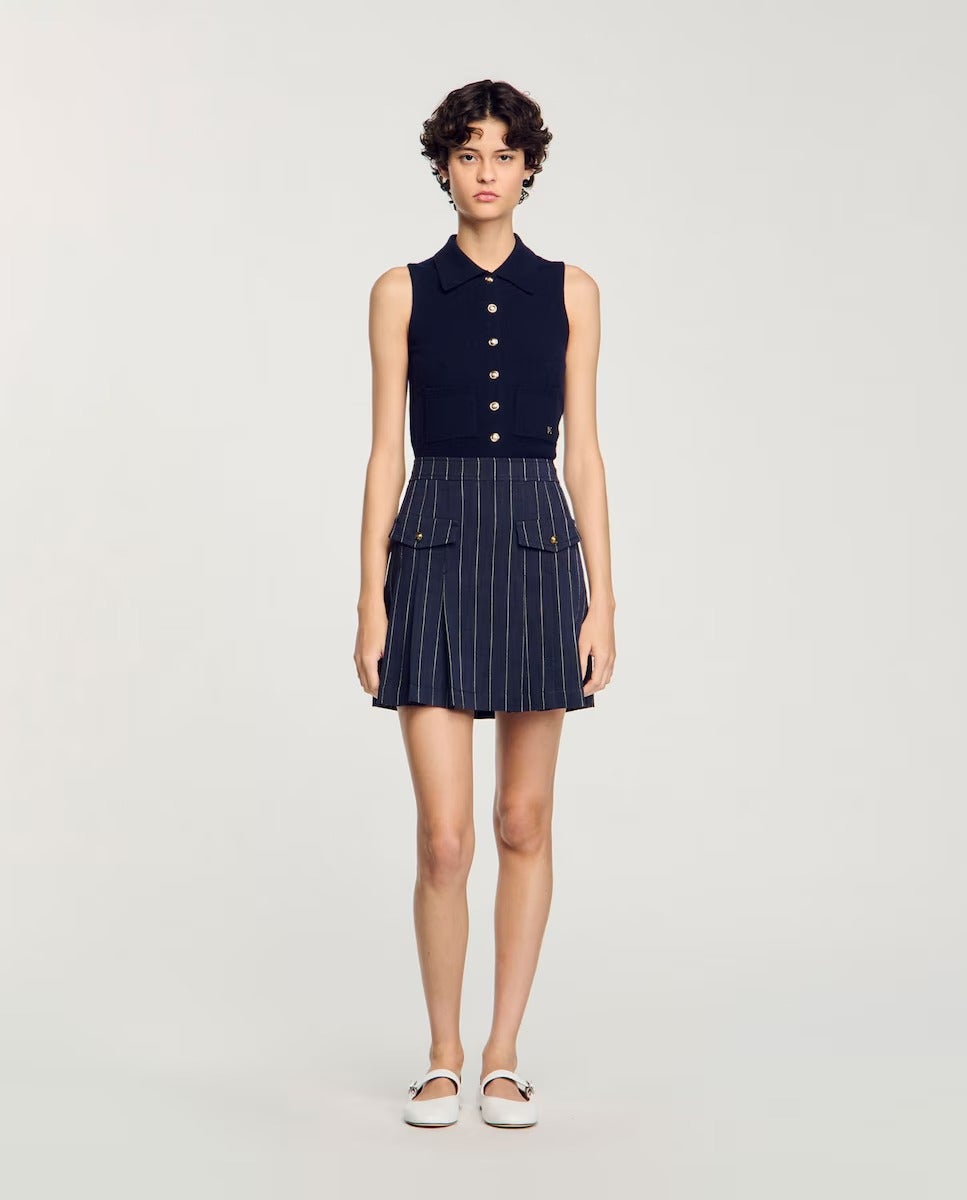 Falda mini de rayas de Sandro, 97,50 euros.