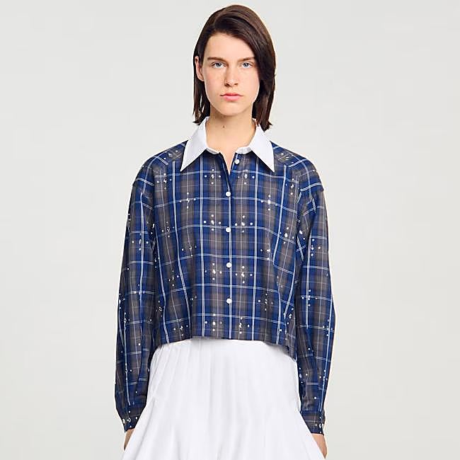 Camisa de cuadros de Sandro con strass, 225 euros.