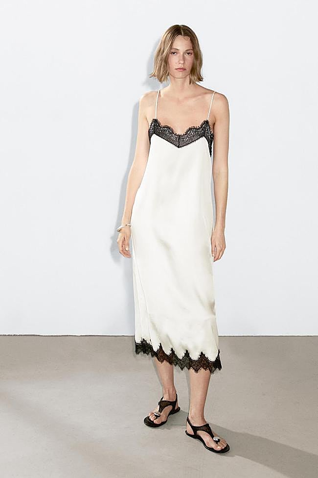 El vestido lencero de Massimo Dutti.