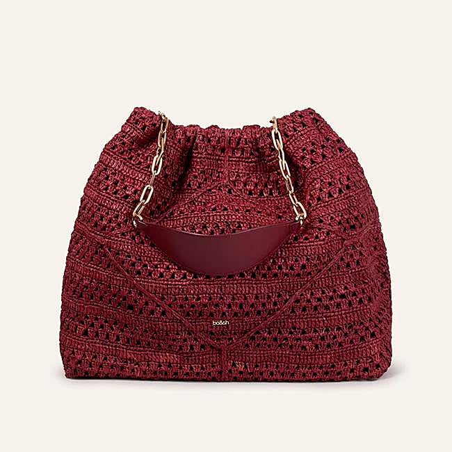 Bolso de rafia en burdeos de Ba&sh.