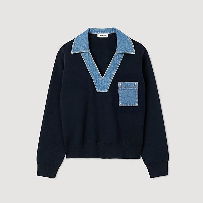 Jersey con detalles vaqueros (195€)