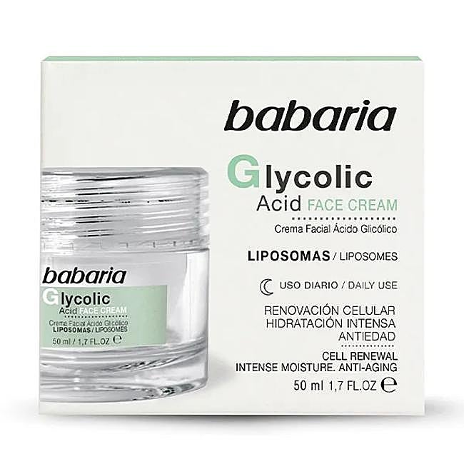 Babaria Crema Facial de Noche con Ácido Glicólico.