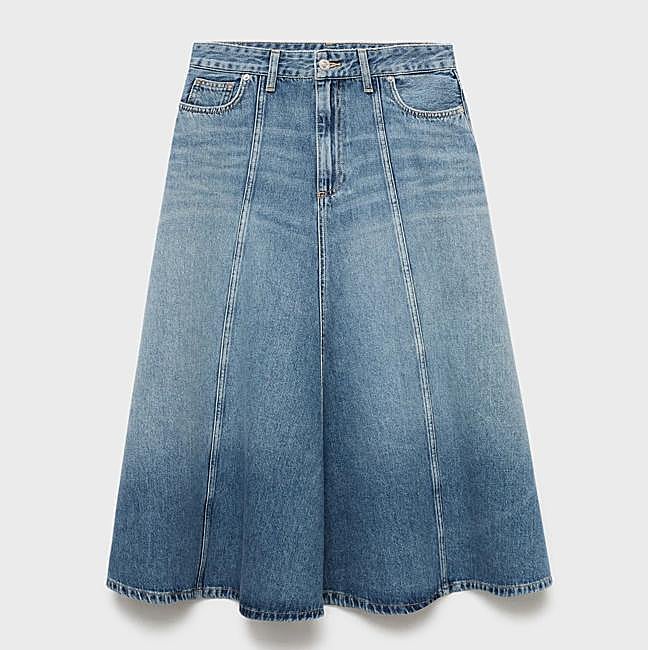 Falda midi vaquera (39,99€)