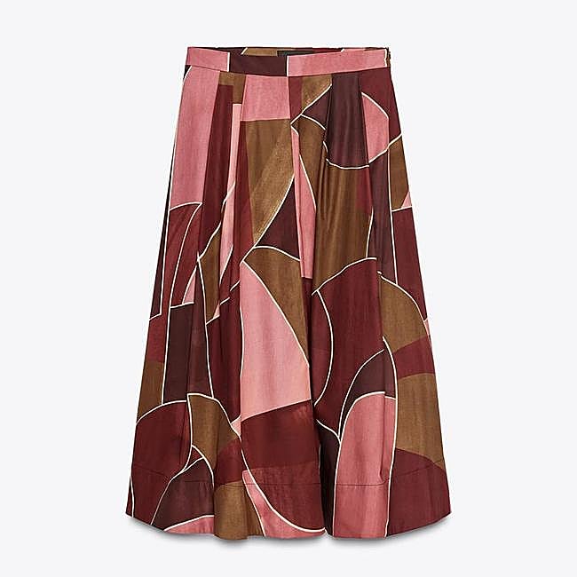 Falda midi estampada ZW Collection (22,99€)