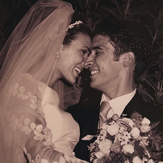 Raúl y Mamen, el día de su boda en Villafranca del Castillo.