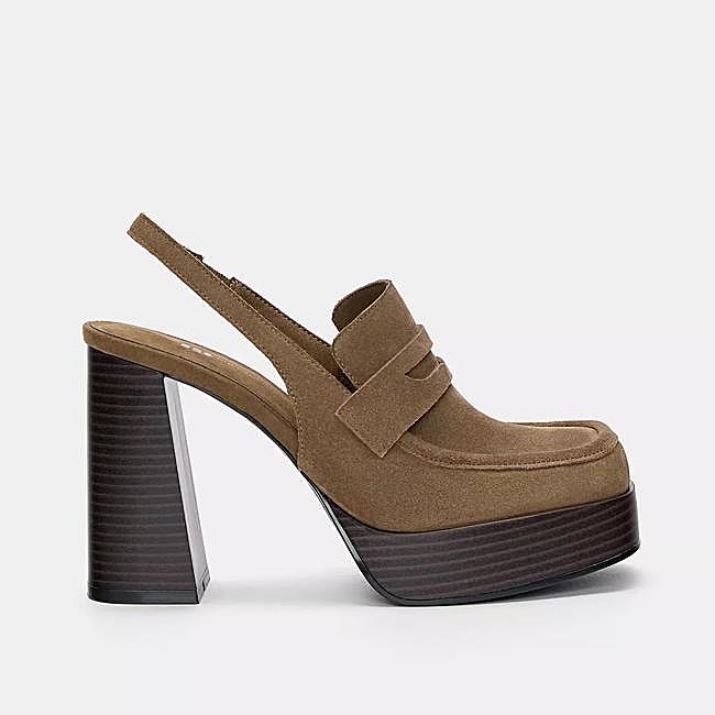 Zapatos mocasín plataforma piel (39,99€)