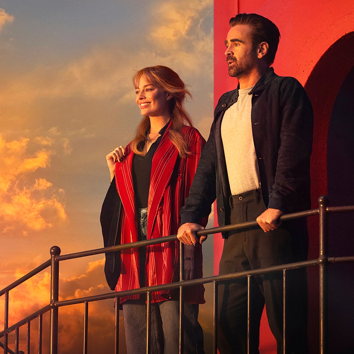 Margot Robbie y Colin Farrell en Un gran viaje atrevido y maravilloso.