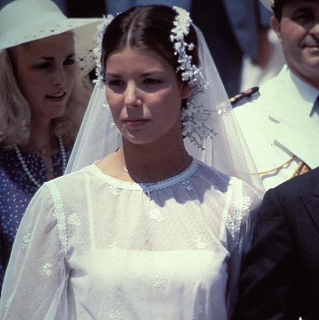 Carolina de Mónaco durante su boda con Philippe Junot en 1978.