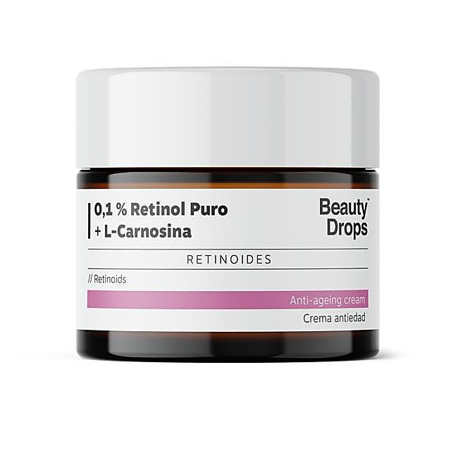 Crema antiedad 0,1% Retinol Puro + L-Carnosina, de Beauty Drops. Precio: 9.95 euros.