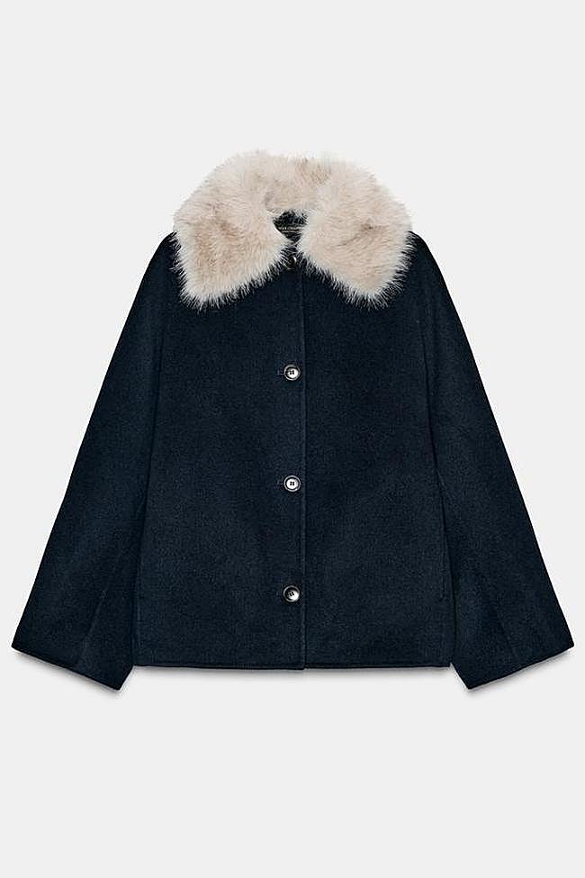 Cazadora cuello efecto pelo con lana ZW Collection (89,95€)